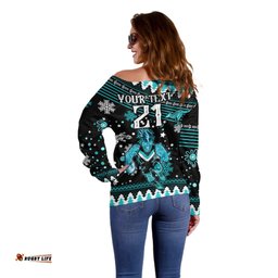 Custom Port Adelaide Power Football Off Shoulder Sweater Port Adelaide Power Football Christmas Vibe 2023