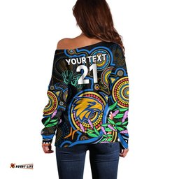 Custom Eagles Football Aboriginal Art Off Shoulder Sweater NAIDOC Indigenous Tribal