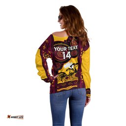 Custom Australia Day Brisbane Broncos Off Shoulder Sweater NRL 2024 Australian Map Proud