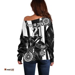 Custom Text And Number Collingwood Football Off Shoulder Sweater Proud To Be Magpies Aboriginal Version