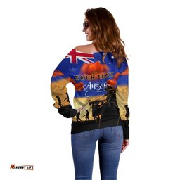 Custom Personalised Aussie ANZAC Off Shoulder Sweater Australian Army Poppy Mix Flag 04