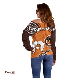 Custom Personalised NAIDOC Week Off Shoulder Sweater Lizard Aboriginal