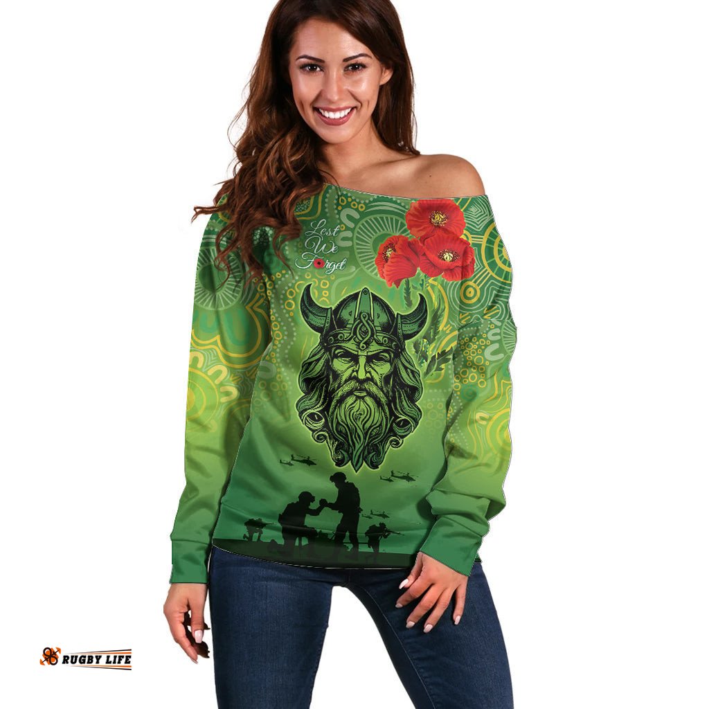 Custom Raiders Rugby ANZAC Off Shoulder Sweater Canberra The Military Soldiers