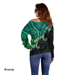 Custom Aotearoa Papua Shell Off Shoulder Sweater Maori Tribal Pattern