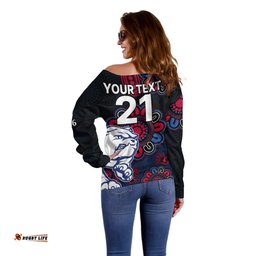 Custom Personalised AFL Western Bulldogs Dogs 1877 Aboriginal Off Shoulder Sweater 09