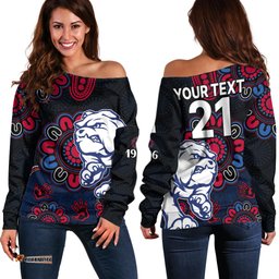 Custom Personalised AFL Western Bulldogs Dogs 1877 Aboriginal Off Shoulder Sweater 09