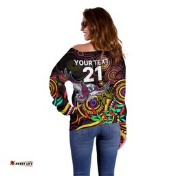 Custom Sea Eagles Rugby Aboriginal Art Off Shoulder Sweater NAIDOC Indigenous Tribal
