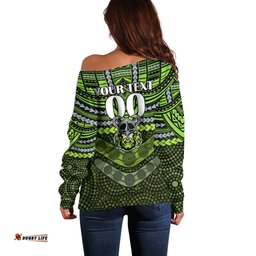 Custom Raiders Rugby Off Shoulder Sweater Polynesian and Aboriginal Special Version