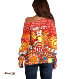 Custom Suns Football Christmas Off Shoulder Sweater Merry Xmas Mix Aboriginal Art