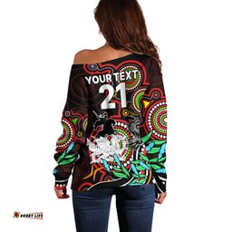 Custom Dragons Rugby Aboriginal Art Off Shoulder Sweater NAIDOC Indigenous Tribal