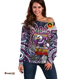 Custom NAIDOC Week 2024 Eagles Off Shoulder Sweater Mascot Rugby