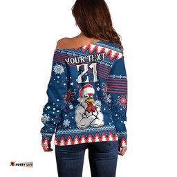 Custom Roosters Rugby Off Shoulder Sweater Chirstmas Vibe 2023