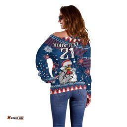 Custom Roosters Rugby Off Shoulder Sweater Chirstmas Vibe 2023