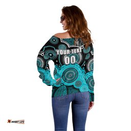 Custom Text And Number Brisbane Heat BBL Off Shoulder Sweater Aboriginal Patterns