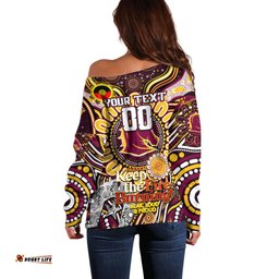 Custom NAIDOC Week 2024 Broncos Off Shoulder Sweater Mascot Rugby