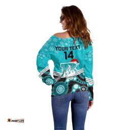 Custom Brisbane Heat Cricket Christmas Off Shoulder Sweater Merry Xmas Indigenous Art