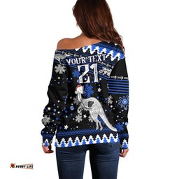Custom North Kangaroos Football Off Shoulder Sweater Roos Christmas Vibe 2023