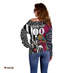 Custom AFL Magpies Combine Lions Off Shoulder Sweater Together Go Champions 2023