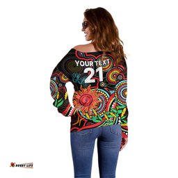 Custom Suns Football Aboriginal Art Off Shoulder Sweater NAIDOC Indigenous Tribal