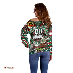 Custom NAIDOC Week 2024 Rabbitohs Off Shoulder Sweater Mascot Rugby
