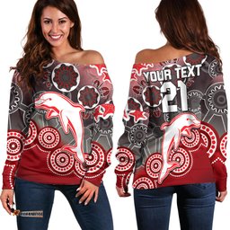Custom Personalised Redcliffe Dolphins Rugby Off Shoulder Sweater 02