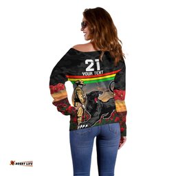 Custom Panthers Rugby ANZAC Day Off Shoulder Sweater Soldiers Poppy Field 2024