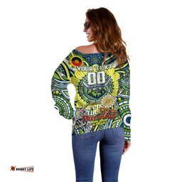 Custom NAIDOC Week 2024 Raiders Off Shoulder Sweater Mascot Rugby