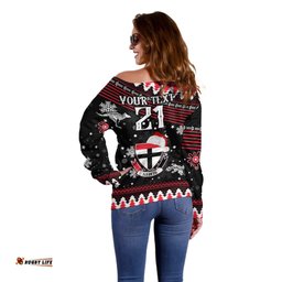 Custom St Kilda Saints Football Off Shoulder Sweater Christmas Vibe 2023