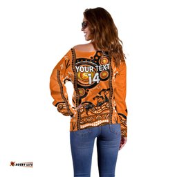 Custom Perth Scorchers Cricket Off Shoulder Sweater Happy Australia Day Aboriginal Art