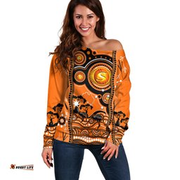 Custom Perth Scorchers Cricket Off Shoulder Sweater Happy Australia Day Aboriginal Art