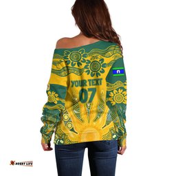 Custom Socceroos NAIDOC Week 2024 Off Shoulder Sweater Indigenous Burning Fire National Colors