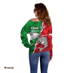 Custom Personalised Rabbitohs Mix Dolphins Rugby Off Shoulder Sweater Sporty Style