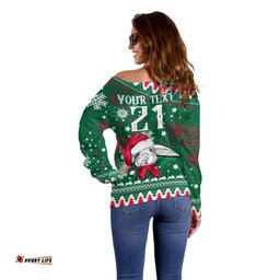 Custom Rabbitohs Rugby Off Shoulder Sweater Glory Glory The South Christmas Vibe Unique