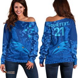 Custom Text And Number AFL ANZAC Adelaide Crows Off Shoulder Sweater Camouflage