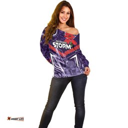Custom Storm Rugby ANZAC Off Shoulder Sweater Melbourne Gallipoli Soldier With Aboriginal Art