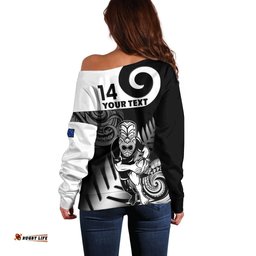 Custom New Zealand Silver Fern Rugby Off Shoulder Sweater Go Champions NZ All Black Maori Koru