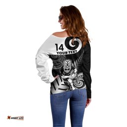 Custom New Zealand Silver Fern Rugby Off Shoulder Sweater Go Champions NZ All Black Maori Koru