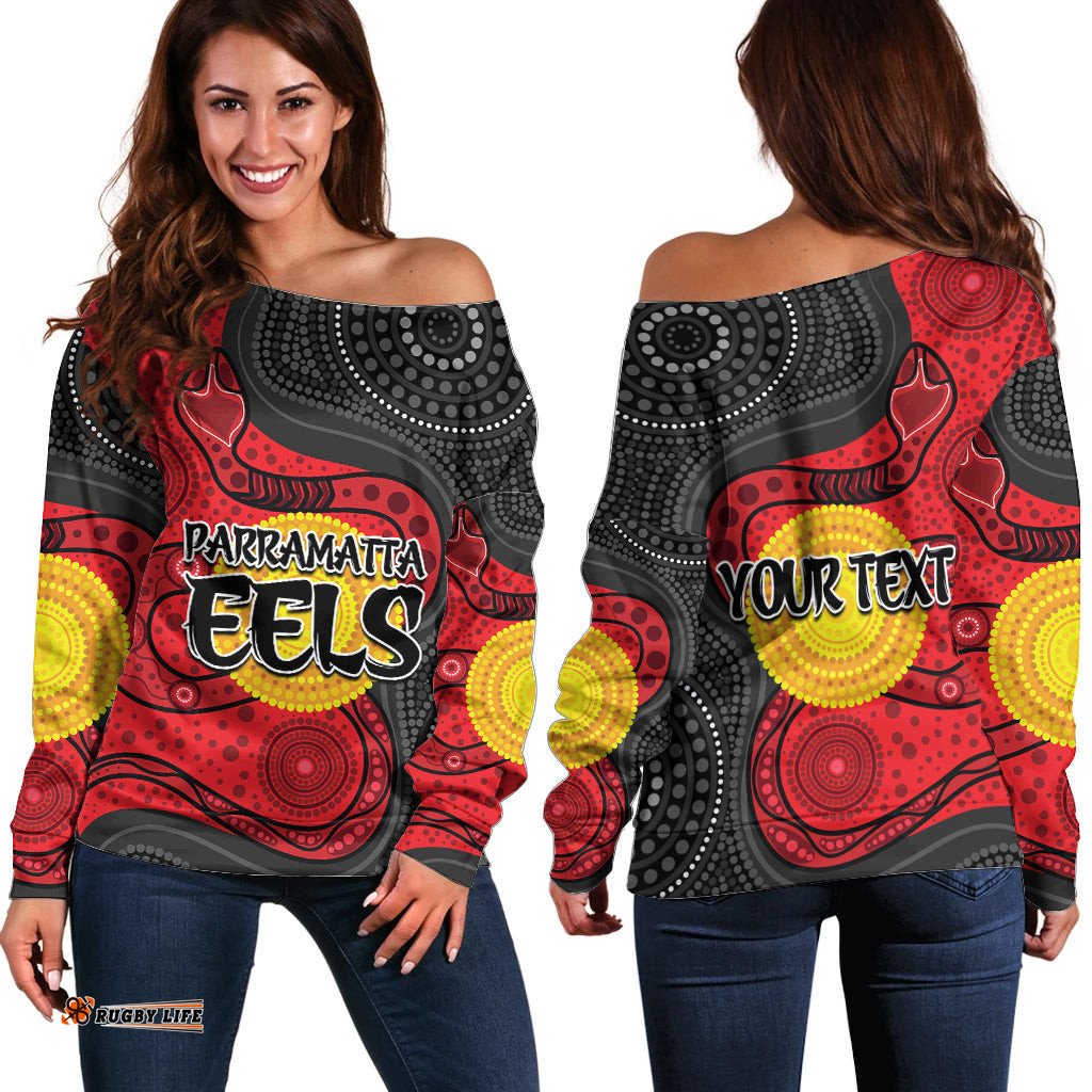 Custom Personalised Parramatta Eels Off Shoulder Sweater Simple Aboriginal