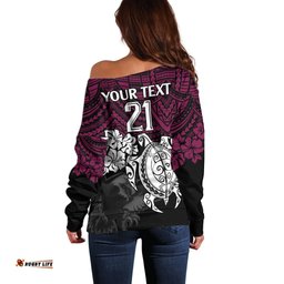 Custom Sea Eagles Rugby Off Shoulder Sweater Silvertails Hibiscus and Turtle With Polynesian Pattern