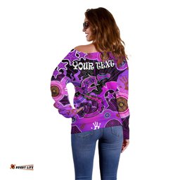 Custom Personalised Aboriginal NAIDOC Week Off Shoulder Sweater Turtle Lizard Sun 03