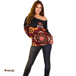 Custom Text And Number Australia Indigenous Rugby Off Shoulder Sweater All Stars Aborigine Dreamtime Black Version