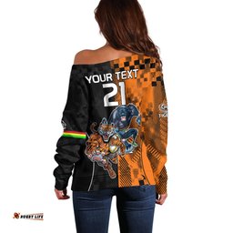 Custom NRL Tigers Combine Panthers Rugby Off Shoulder Sweater Sporty Style