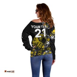 Custom Personalised AFL Richmond Tigers 1885 Aboriginal Off Shoulder Sweater 05