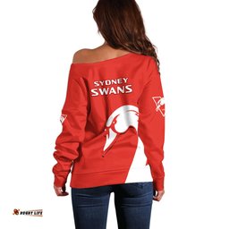 Sydney Swans Football Off Shoulder Sweater Go Swannies Sporty Style