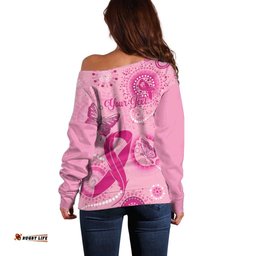 Personalised Australia Indigenous Off Shoulder Sweater Breast Cancer Ribbon Think Pink Pink Version