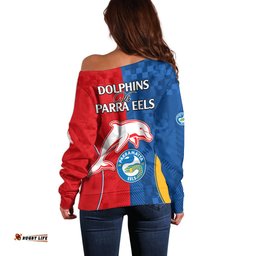 NRL Dolphins Combine Parra Eels Off Shoulder Sweater Sporty Style