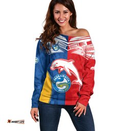 NRL Dolphins Combine Parra Eels Off Shoulder Sweater Sporty Style
