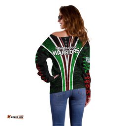 Personalised New Zealand Rugby Silver Fern Off Shoulder Sweater The Maori Warriors