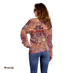 Fire Together NAIDOC 2024 Off Shoulder Sweater Indigenous Cultural Spirit