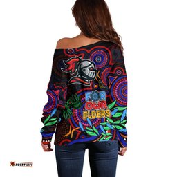 Knights Rugby Aboriginal Art Off Shoulder Sweater NAIDOC Indigenous Tribal